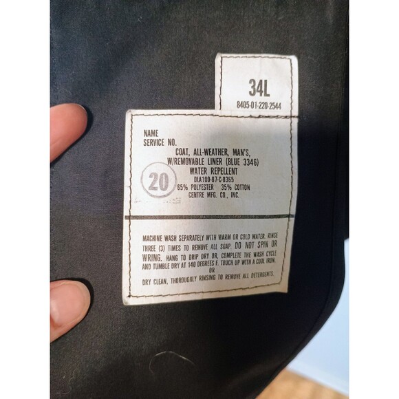 US Military Trench Coat Mens 34L Removable Liner All Weather Water Repellent - Picture 4 of 8